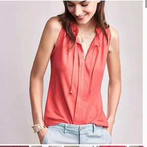 Anthropologie top red ruffle meadow rue